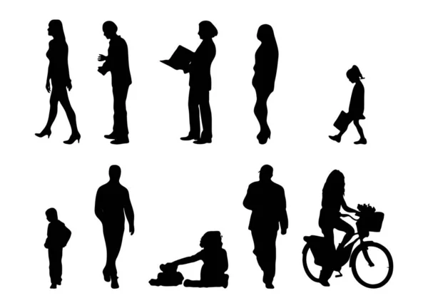 Vector Silhouettes Outline Silhouettes People Contour Drawing People Silhouette Icon — 스톡 벡터