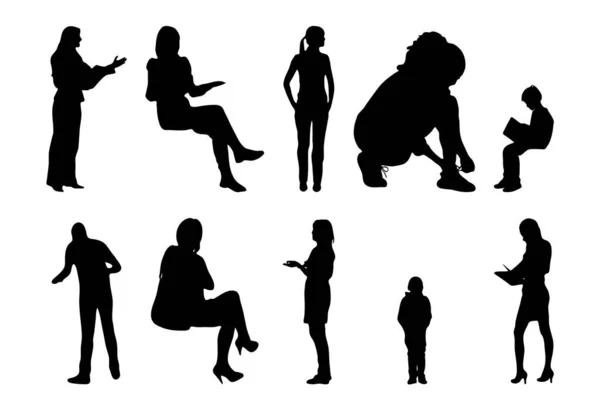 Vector Silhouettes Outline Silhouettes People Contour Drawing People Silhouette Icon — 스톡 벡터