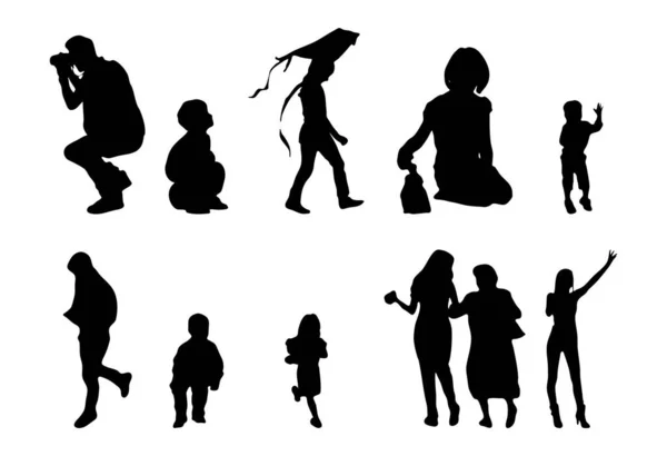 Silhouettes Vectorielles Silhouettes Esquissées Personnes Dessin Contour Silhouette Personnes Icône — Image vectorielle