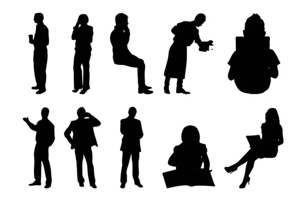 Silhouettes Vectorielles Silhouettes Esquissées Personnes Dessin Contour Silhouette Personnes Icône — Image vectorielle