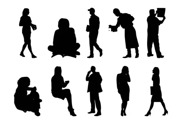 Silhouettes Vectorielles Silhouettes Esquissées Personnes Dessin Contour Silhouette Personnes Icône — Image vectorielle