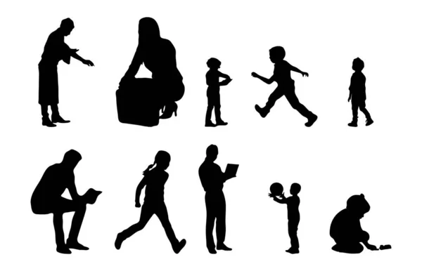 Vector Silhouettes Outline Silhouettes People Contour Drawing People Silhouette Icon — 스톡 벡터