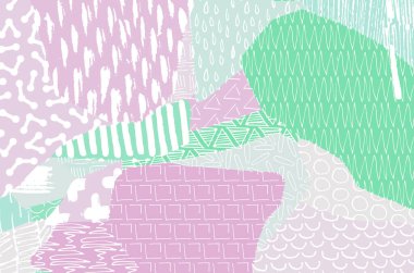 Soyut siyah konturlar, el vektör desen çizdi. Geometrik tarzı Retro soyut desen. Soyut çok renkli geometrik desen.