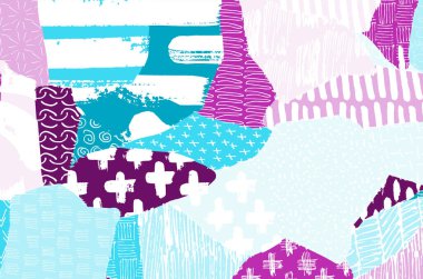 Soyut siyah konturlar, el vektör desen çizdi. Geometrik tarzı Retro soyut desen. Soyut çok renkli geometrik desen.