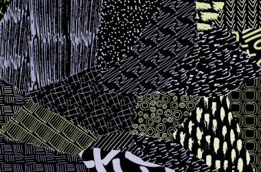 Soyut siyah konturlar, el vektör desen çizdi. Geometrik tarzı Retro soyut desen. Soyut çok renkli geometrik desen.