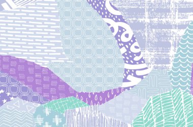 Soyut siyah konturlar, el vektör desen çizdi. Geometrik tarzı Retro soyut desen. Soyut çok renkli geometrik desen.