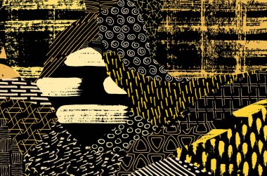 Soyut siyah konturlar, el vektör desen çizdi. Geometrik tarzı Retro soyut desen. Soyut çok renkli geometrik desen.