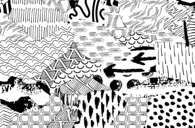 Soyut siyah konturlar, el vektör desen çizdi. Geometrik tarzı Retro soyut desen. Soyut çok renkli geometrik desen.