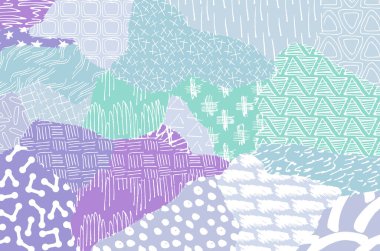 Soyut siyah konturlar, el vektör desen çizdi. Geometrik tarzı Retro soyut desen. Soyut çok renkli geometrik desen.