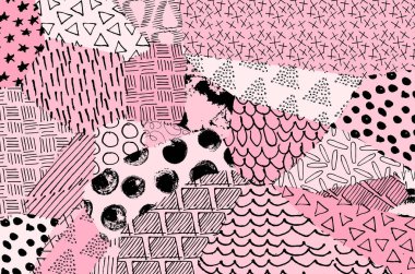 Soyut siyah konturlar, el vektör desen çizdi. Geometrik tarzı Retro soyut desen. Soyut çok renkli geometrik desen.