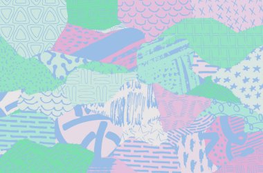 Soyut siyah konturlar, el vektör desen çizdi. Geometrik tarzı Retro soyut desen. Soyut çok renkli geometrik desen.