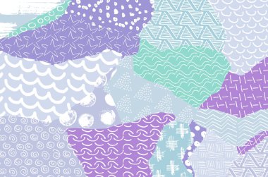 Soyut siyah konturlar, el vektör desen çizdi. Geometrik tarzı Retro soyut desen. Soyut çok renkli geometrik desen.