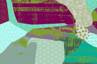 Soyut siyah konturlar, el vektör desen çizdi. Geometrik tarzı Retro soyut desen. Soyut çok renkli geometrik desen.