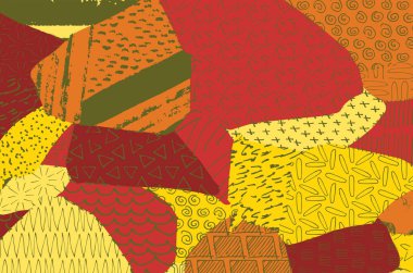 Soyut siyah konturlar, el vektör desen çizdi. Geometrik tarzı Retro soyut desen. Soyut çok renkli geometrik desen.