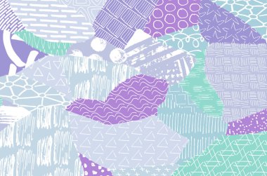 Soyut siyah konturlar, el vektör desen çizdi. Geometrik tarzı Retro soyut desen. Soyut çok renkli geometrik desen.