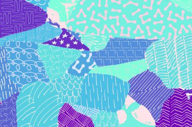 Soyut siyah konturlar, el vektör desen çizdi. Geometrik tarzı Retro soyut desen. Soyut çok renkli geometrik desen.