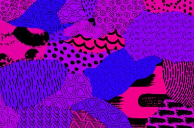 Soyut siyah konturlar, el vektör desen çizdi. Geometrik tarzı Retro soyut desen. Soyut çok renkli geometrik desen.