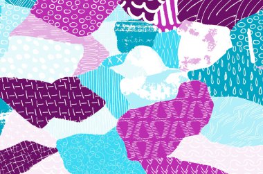 Soyut siyah konturlar, el vektör desen çizdi. Geometrik tarzı Retro soyut desen. Soyut çok renkli geometrik desen.