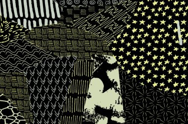 Soyut siyah konturlar, el vektör desen çizdi. Geometrik tarzı Retro soyut desen. Soyut çok renkli geometrik desen.