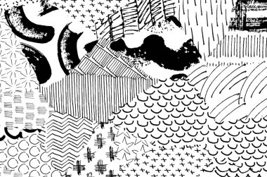 Soyut siyah konturlar, el vektör desen çizdi. Geometrik tarzı Retro soyut desen. Soyut çok renkli geometrik desen.