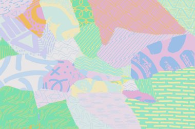 Soyut siyah konturlar, el vektör desen çizdi. Geometrik tarzı Retro soyut desen. Soyut çok renkli geometrik desen.