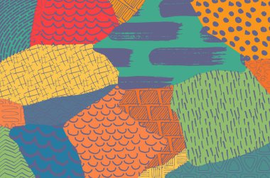 Soyut siyah konturlar, el vektör desen çizdi. Geometrik tarzı Retro soyut desen. Soyut çok renkli geometrik desen.