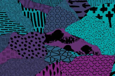 Soyut siyah konturlar, el vektör desen çizdi. Geometrik tarzı Retro soyut desen. Soyut çok renkli geometrik desen.