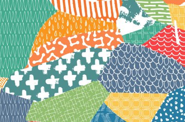 Soyut siyah konturlar, el vektör desen çizdi. Geometrik tarzı Retro soyut desen. Soyut çok renkli geometrik desen.