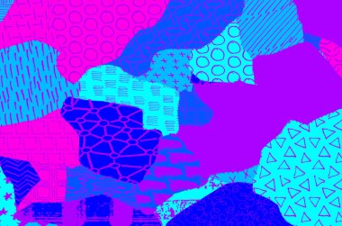 Soyut siyah konturlar, el vektör desen çizdi. Geometrik tarzı Retro soyut desen. Soyut çok renkli geometrik desen.