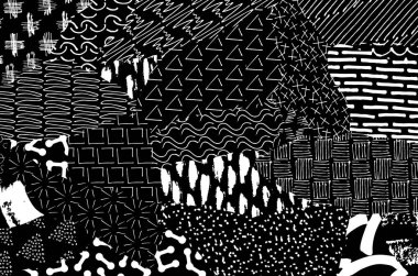 Soyut siyah konturlar, el vektör desen çizdi. Geometrik tarzı Retro soyut desen. Soyut çok renkli geometrik desen.