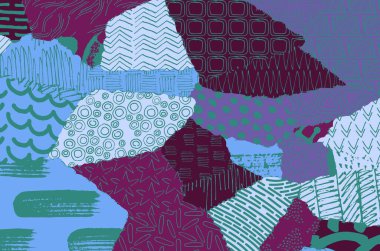 Soyut siyah konturlar, el vektör desen çizdi. Geometrik tarzı Retro soyut desen. Soyut çok renkli geometrik desen.