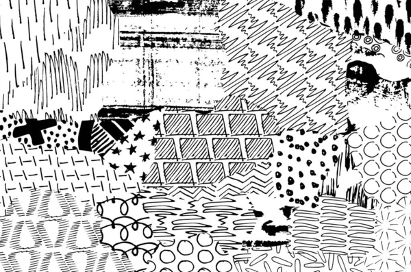 Soyut siyah konturlar, el vektör desen çizdi. Geometrik tarzı Retro soyut desen. Soyut çok renkli geometrik desen.