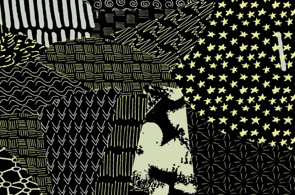 Soyut siyah konturlar, el vektör desen çizdi. Geometrik tarzı Retro soyut desen. Soyut çok renkli geometrik desen.