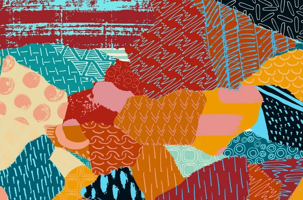 Soyut siyah konturlar, el vektör desen çizdi. Geometrik tarzı Retro soyut desen. Soyut çok renkli geometrik desen.