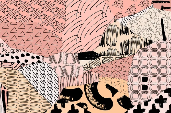 Soyut siyah konturlar, el vektör desen çizdi. Geometrik tarzı Retro soyut desen. Soyut çok renkli geometrik desen.