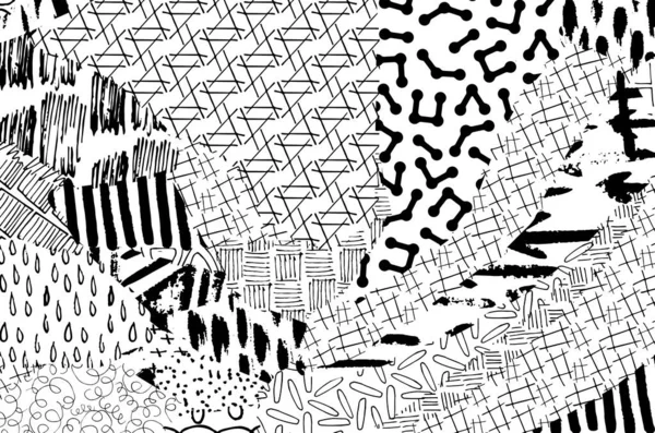 Soyut siyah konturlar, el vektör desen çizdi. Geometrik tarzı Retro soyut desen. Soyut çok renkli geometrik desen.