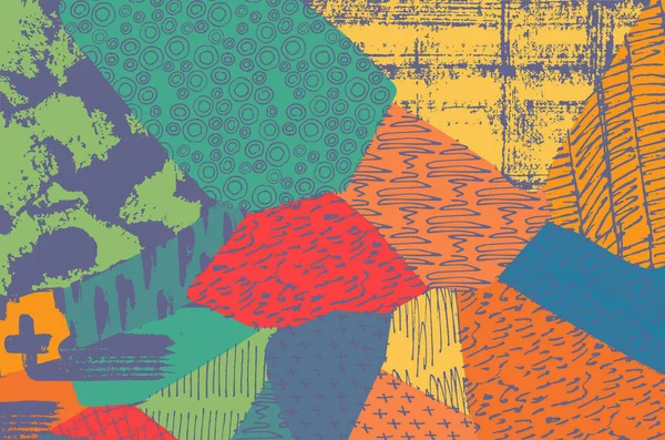 Soyut siyah konturlar, el vektör desen çizdi. Geometrik tarzı Retro soyut desen. Soyut çok renkli geometrik desen.