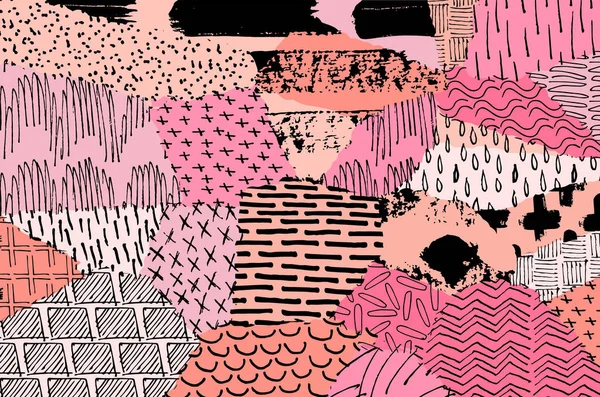 Soyut siyah konturlar, el vektör desen çizdi. Geometrik tarzı Retro soyut desen. Soyut çok renkli geometrik desen.