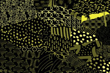 Soyut siyah konturlar, el vektör desen çizdi. Geometrik tarzı Retro soyut desen. Soyut çok renkli geometrik desen.