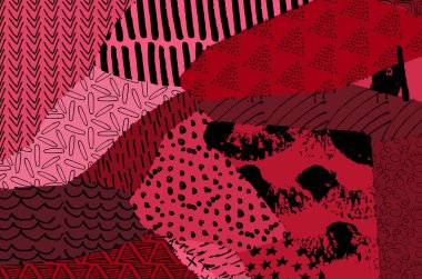 Soyut siyah konturlar, el vektör desen çizdi. Geometrik tarzı Retro soyut desen. Soyut çok renkli geometrik desen.