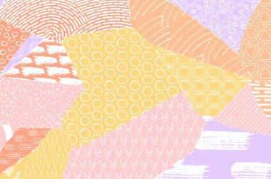 Soyut siyah konturlar, el vektör desen çizdi. Geometrik tarzı Retro soyut desen. Soyut çok renkli geometrik desen.