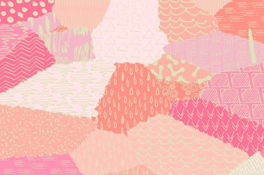 Soyut siyah konturlar, el vektör desen çizdi. Geometrik tarzı Retro soyut desen. Soyut çok renkli geometrik desen.