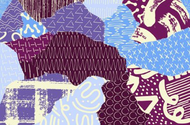 Soyut siyah konturlar, el vektör desen çizdi. Geometrik tarzı Retro soyut desen. Soyut çok renkli geometrik desen.