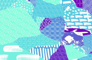 Soyut siyah konturlar, el vektör desen çizdi. Geometrik tarzı Retro soyut desen. Soyut çok renkli geometrik desen.