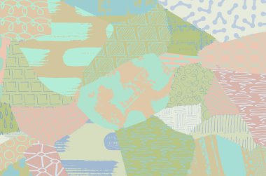 Soyut siyah konturlar, el vektör desen çizdi. Geometrik tarzı Retro soyut desen. Soyut çok renkli geometrik desen.