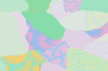 Soyut siyah konturlar, el vektör desen çizdi. Geometrik tarzı Retro soyut desen. Soyut çok renkli geometrik desen.