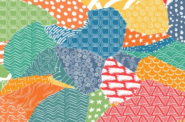 Soyut siyah konturlar, el vektör desen çizdi. Geometrik tarzı Retro soyut desen. Soyut çok renkli geometrik desen.