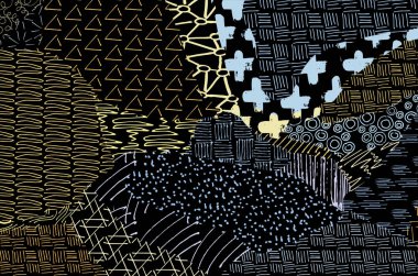 Soyut siyah konturlar, el vektör desen çizdi. Geometrik tarzı Retro soyut desen. Soyut çok renkli geometrik desen.