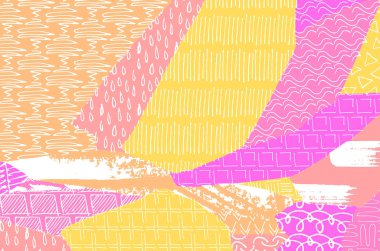 Soyut siyah konturlar, el vektör desen çizdi. Geometrik tarzı Retro soyut desen. Soyut çok renkli geometrik desen.