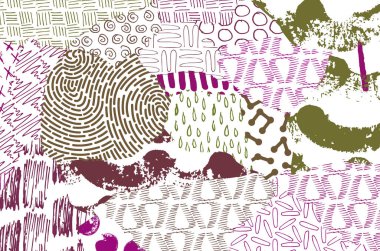 Soyut siyah konturlar, el vektör desen çizdi. Geometrik tarzı Retro soyut desen. Soyut çok renkli geometrik desen.